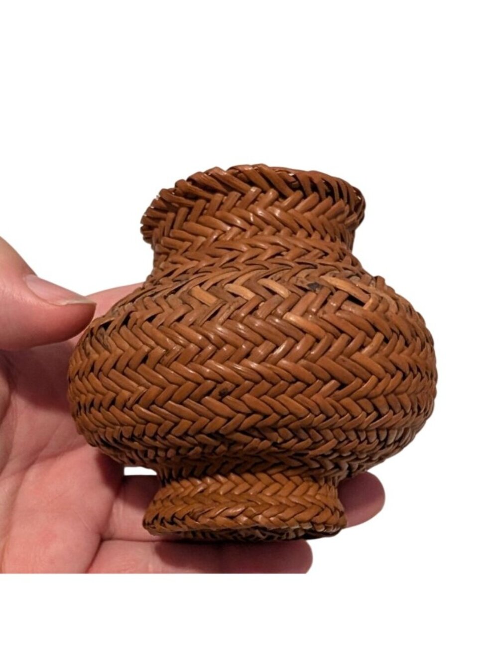 Vintage Hand-Woven Pine Needle Basket Olla Shape Rustic Decor Unique Artisan - Picture 14 of 16